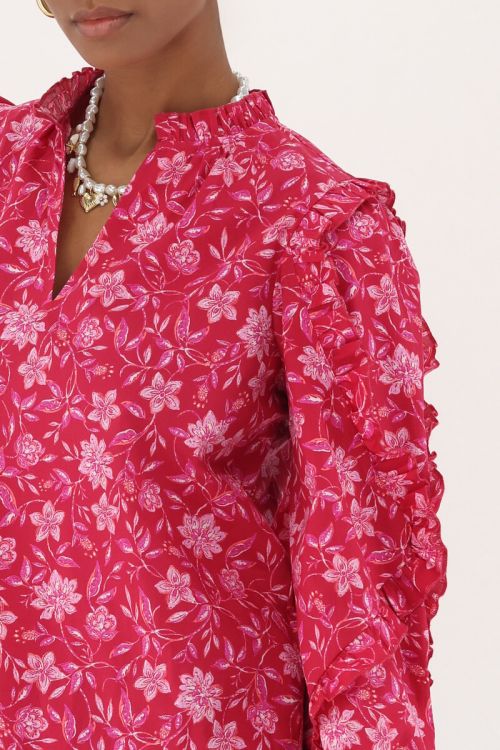Red blouse with ruffles | My Jewellery