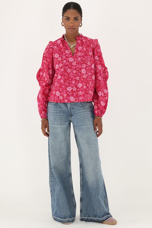Red blouse with ruffles | My Jewellery