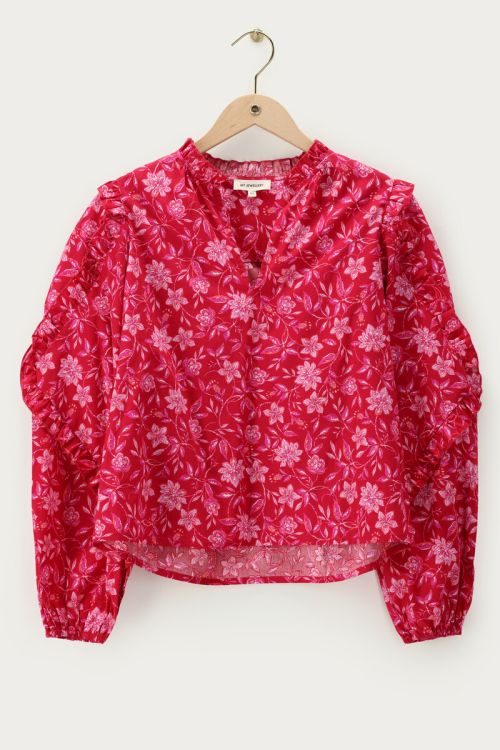 Red blouse with ruffles | My Jewellery