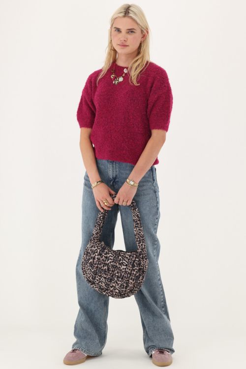 Red bouclé top short sleeves | My Jewellery