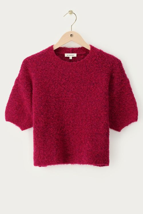 Red bouclé top short sleeves | My Jewellery