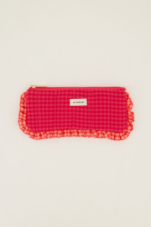 Pink pouch with ruffle and diamond | My Jewellery