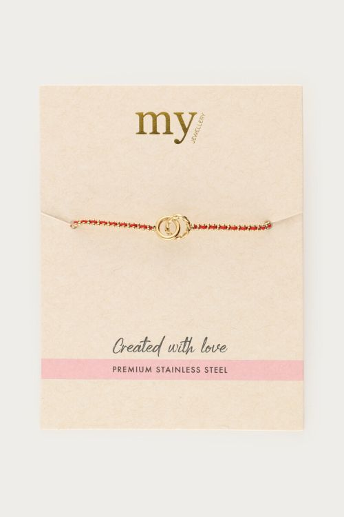 Red cord bracelet with double circle | My Jewellery