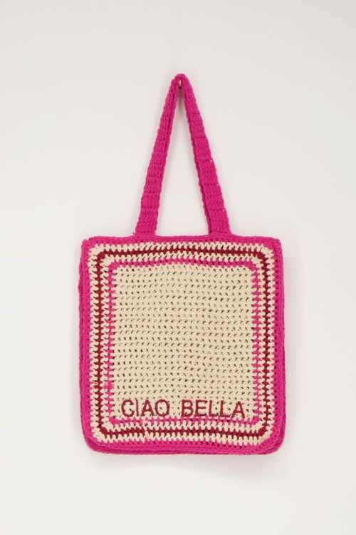 Sac en crochet rose foncé ciao bella