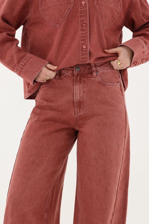 Red denim wide leg jeans | My Jewellery