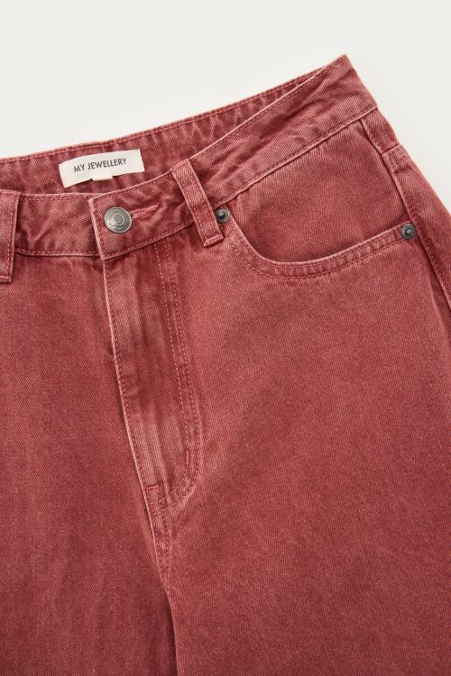 Red denim wide leg jeans | My Jewellery