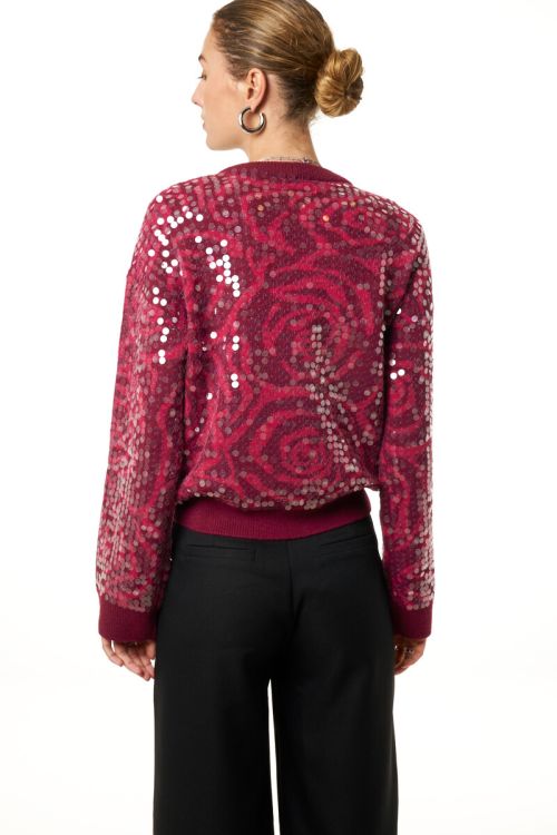 Red jacquard sweater with sequins | My Jewellery