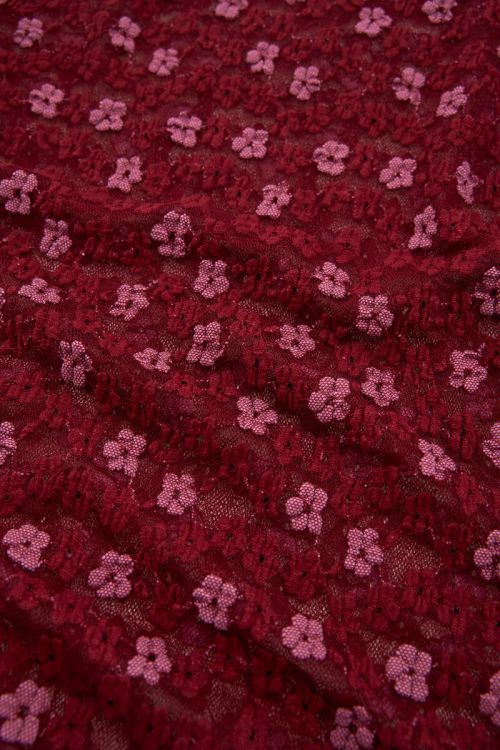 Red lace top with floral print | My Jewellery