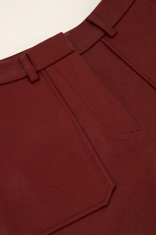 
Burgundy leather look trousers with pockets | My Jewellery