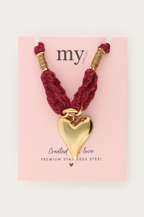 Red necklace with lace and heart | My Jewellery