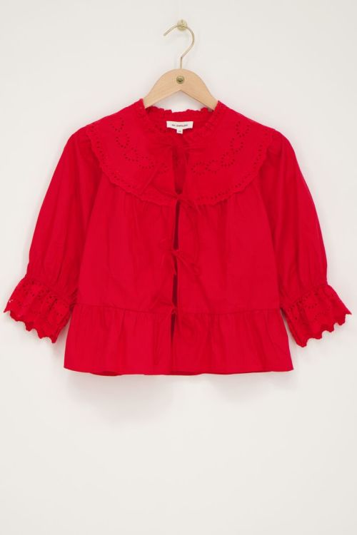 Red top with bows and embroidery | My Jewellery