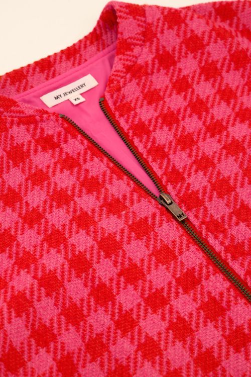 Red & pink oversized bomber jacket with diamonds | My Jewellery