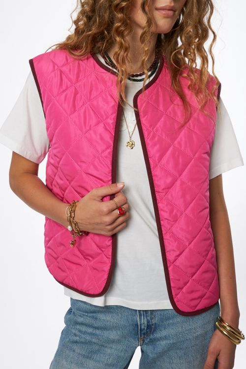 Rood reversible gilet in teddy look