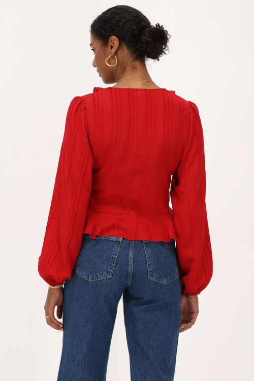 Red top with ruffles & buttons | My Jewellery