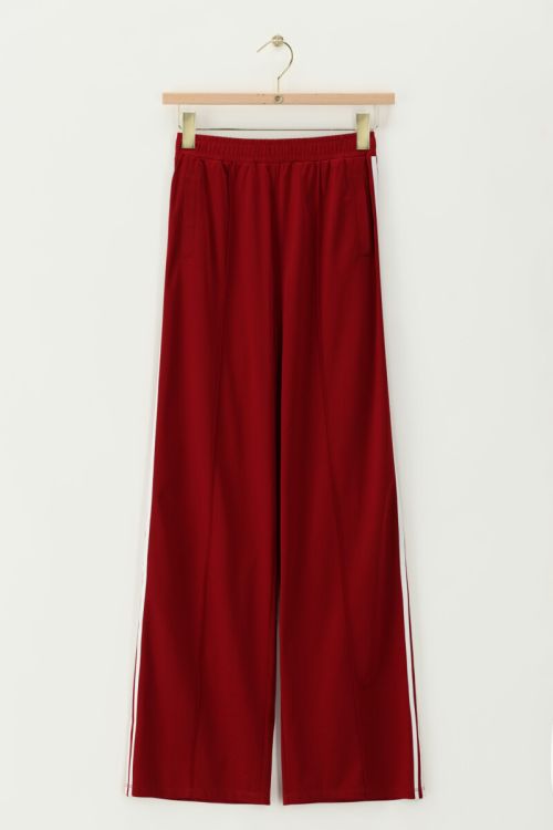 Red wide jogger pants with stripes | My Jewellery