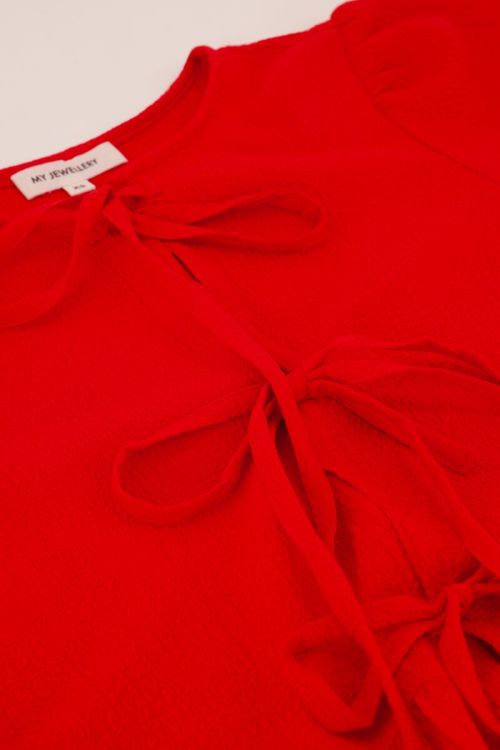 Red wide dress with bows | My Jewellery