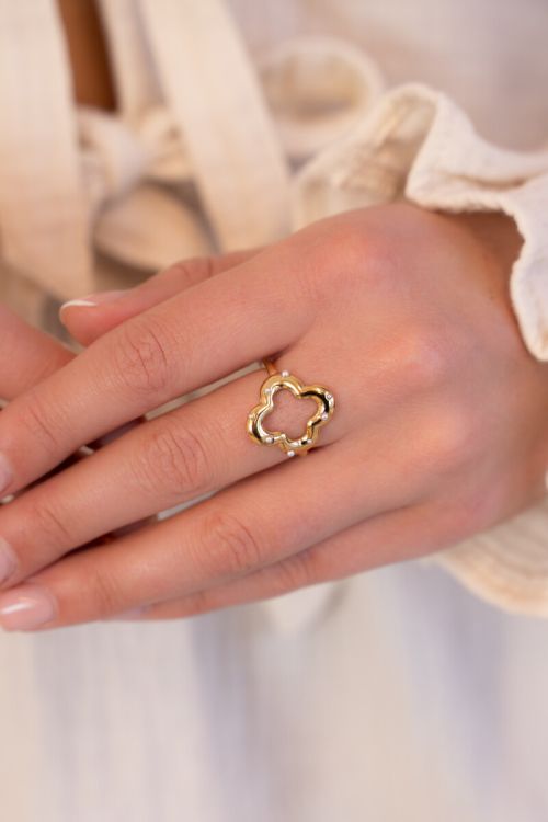 Ring with clover & faux pearls | My Jewellery