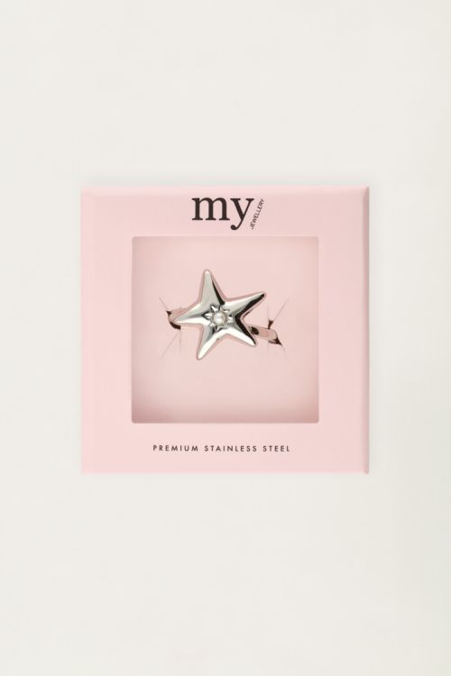 Ring with star and faux pearl | My Jewellery