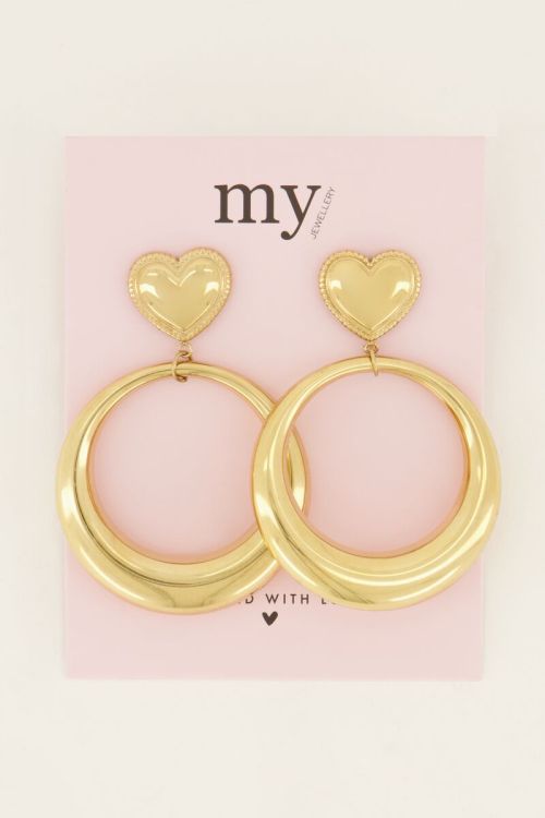 Ronde statement oorbellen met hart | My Jewellery
