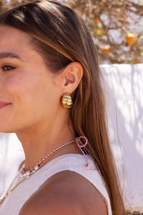 Drop earrings with ridges large | My Jewellery