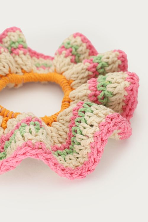 Scrunchie crochet with pink, orange & mint details | My Jewellery