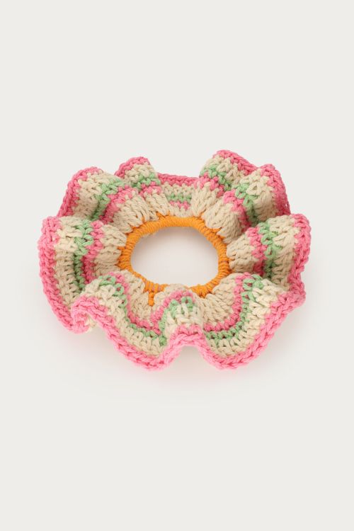 Scrunchie crochet with pink, orange & mint details | My Jewellery