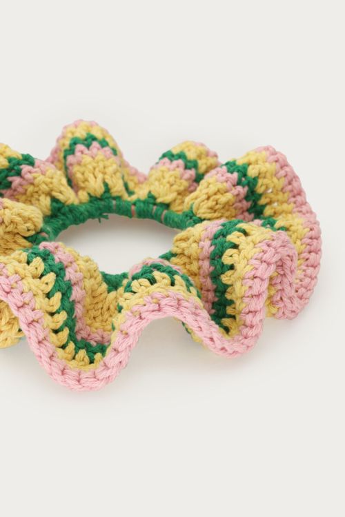 Scrunchie crochet yellow, green & pink details | My Jewellery