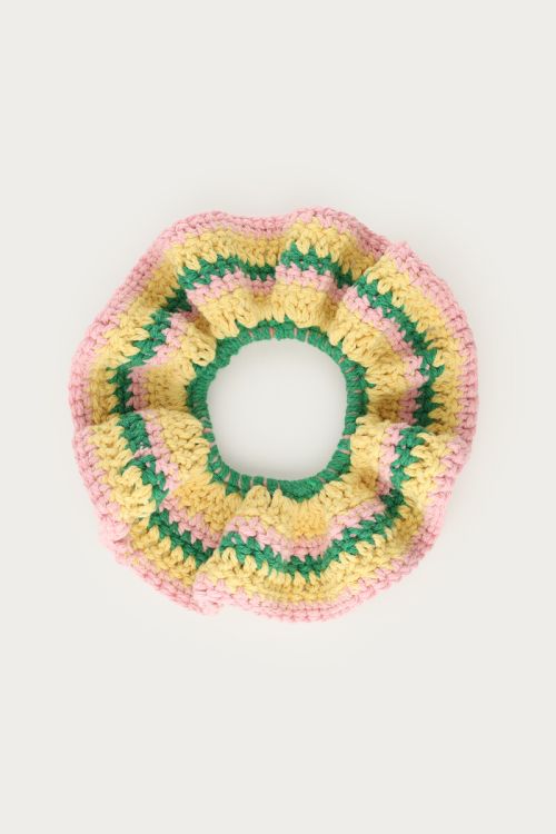 Scrunchie crochet yellow, green & pink details | My Jewellery