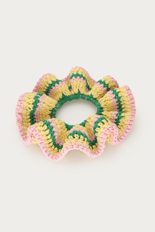 Scrunchie crochet yellow, green & pink details | My Jewellery