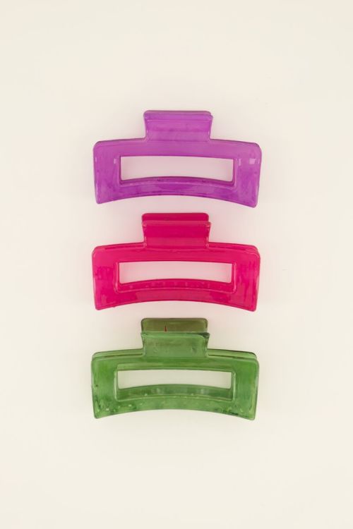 Set of purple, pink & green hair clips | My Jewellery