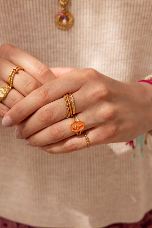 Art orange statement ring with flower | My Jewellery