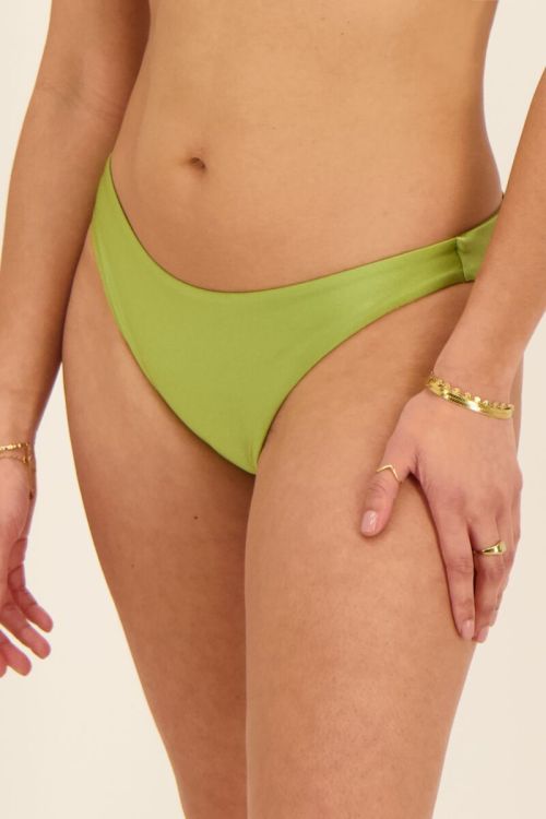 Shiny green v shaped bikini bottoms