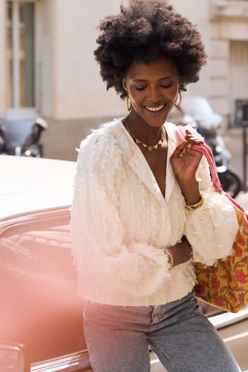 White long sleeve top with tassels | My Jewellery