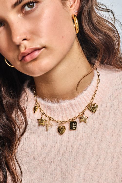 Bold chain necklace with multi charms 