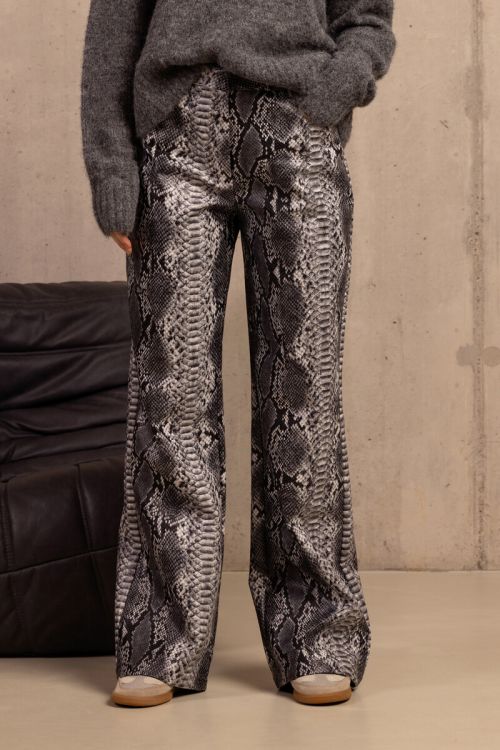 Grey wide leg pants with snake print | My Jewellery