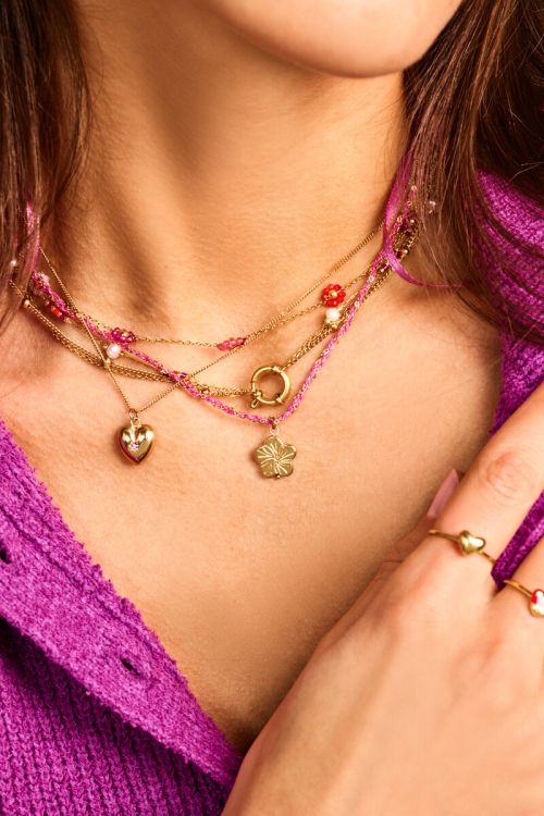 Sunrocks pink cord necklace with flower | My Jewellery