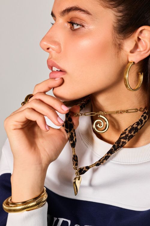 Leopard print cord necklace with statement heart | My Jewellery