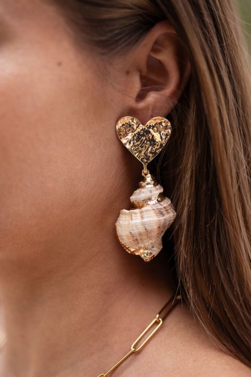 Statement earring with heart & shell detail | My Jewellery