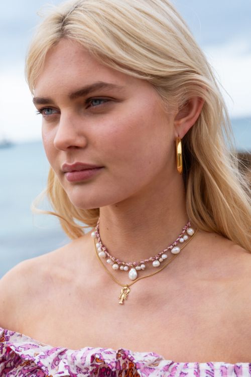 Island purple cord necklace with freshwater pearls | My Jewellery