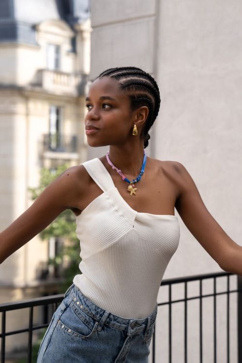 White twisted one-shoulder top | My Jewellery