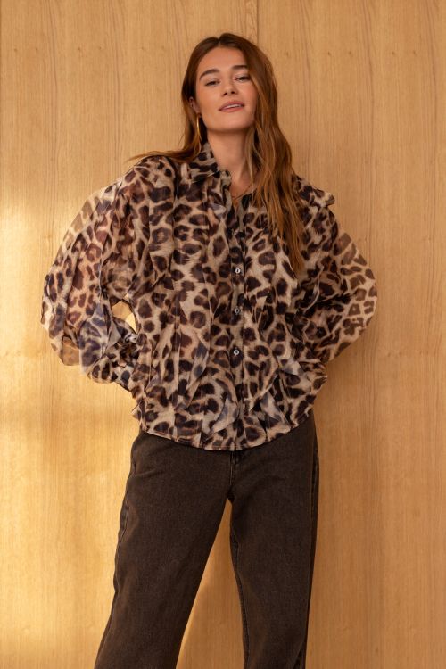 Leopard print chiffon blouse with ruffles | My Jewellery