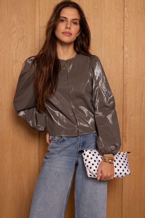 Green PU top with long sleeves | My Jewellery