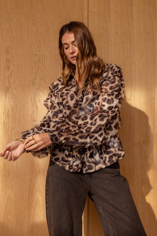 Leopard print chiffon blouse with ruffles | My Jewellery