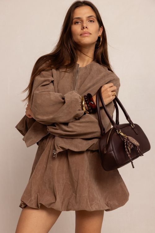Brown balloon skirt in suede look | My Jewellery
