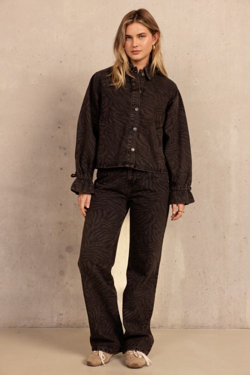 Brown denim jacket with tiger print | My Jewellery