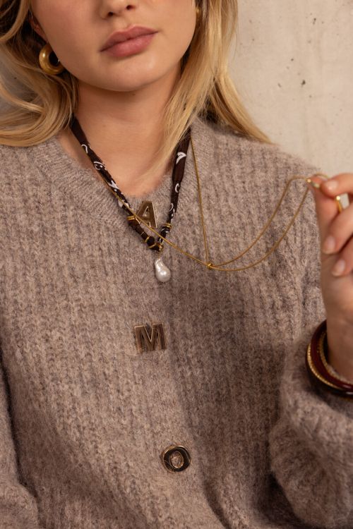 Brown bandana necklace with freshwater pearl | My Jewellery