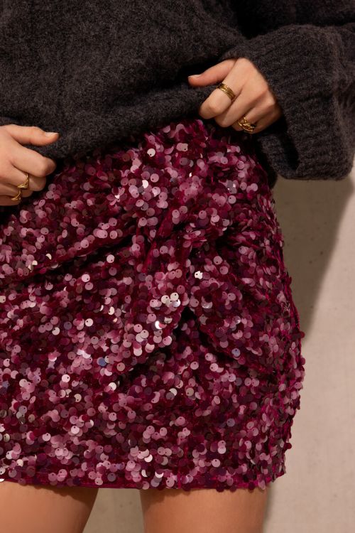 Purple wrap skirt with bow and sequins | My Jewellery