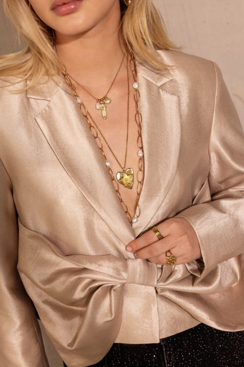 Beige short blazer with bow | My Jewellery