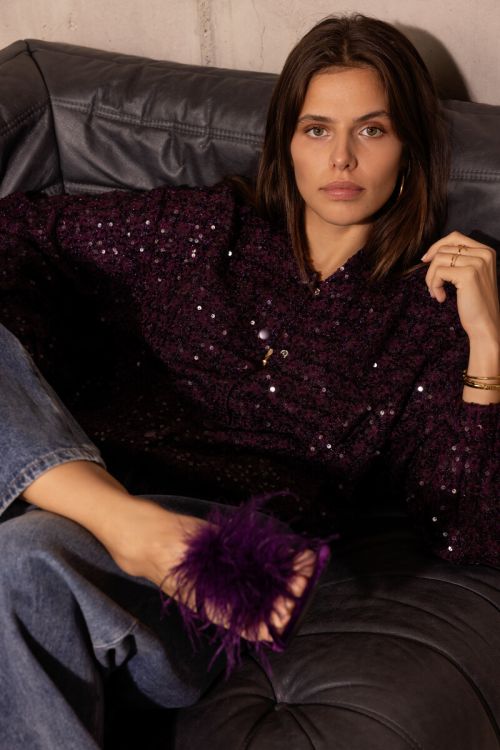 Purple bomber jacket with sequins | My Jewellery