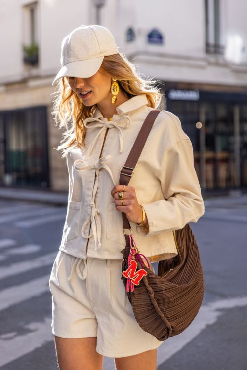 Brown crossbody bag plissé | My Jewellery